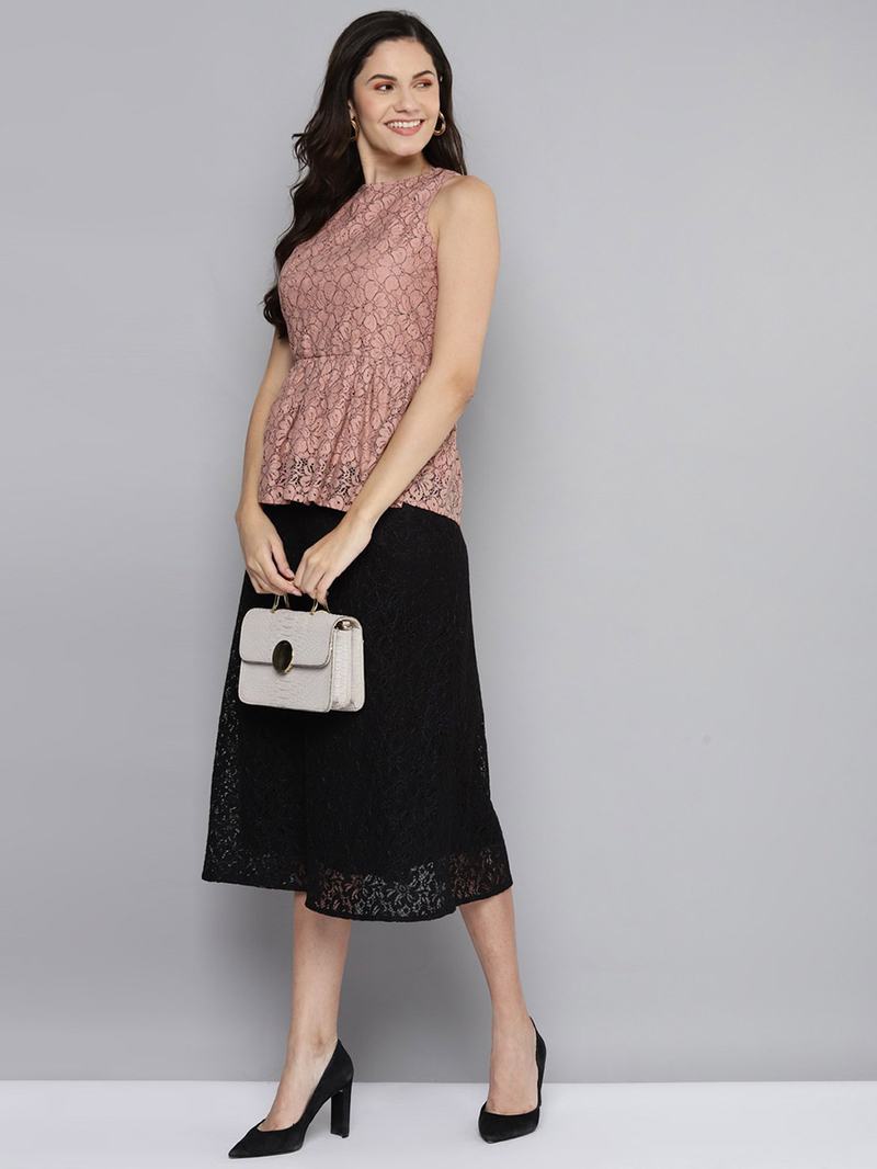 トップス sheller flower lace glitter peplum tops flower lace glitter peplum tops – shéller / シェリエ