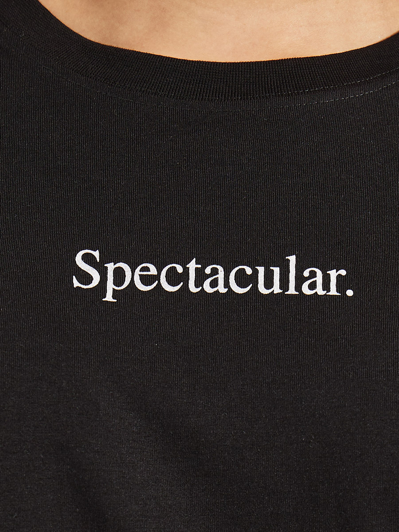 tシャツ Balloon Shoulder Top レディース Buy Oversized Spectacular Slogan Drop Shoulder T-Shirt Black