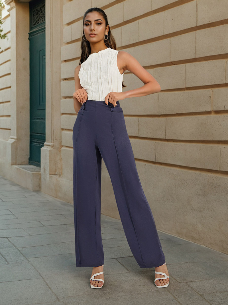 【BAON】Manno Pintuck Wide Slacks Multiples Pintuck Wide Leg Pant Stone – Expectations Too