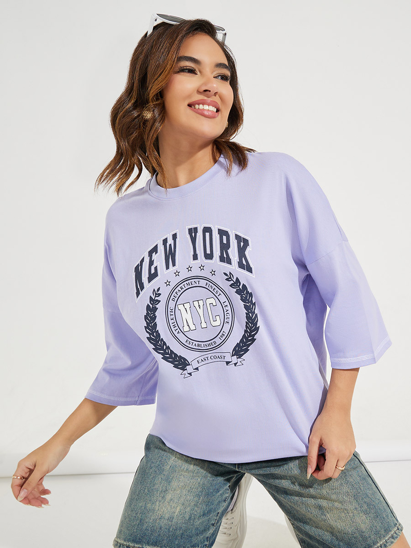 Buy Oversized New York Print T-Shirt with Exaggerated