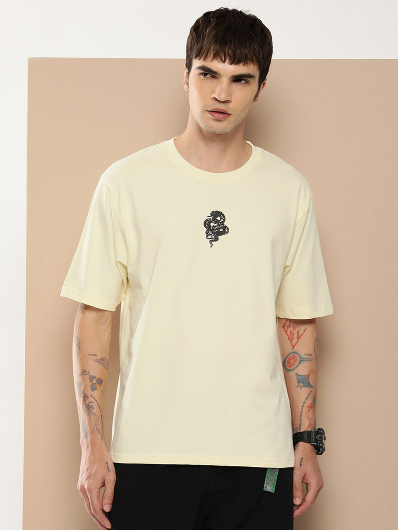 Buy Oversized Drop-Shoulder Graphic Print T-Shirt White For