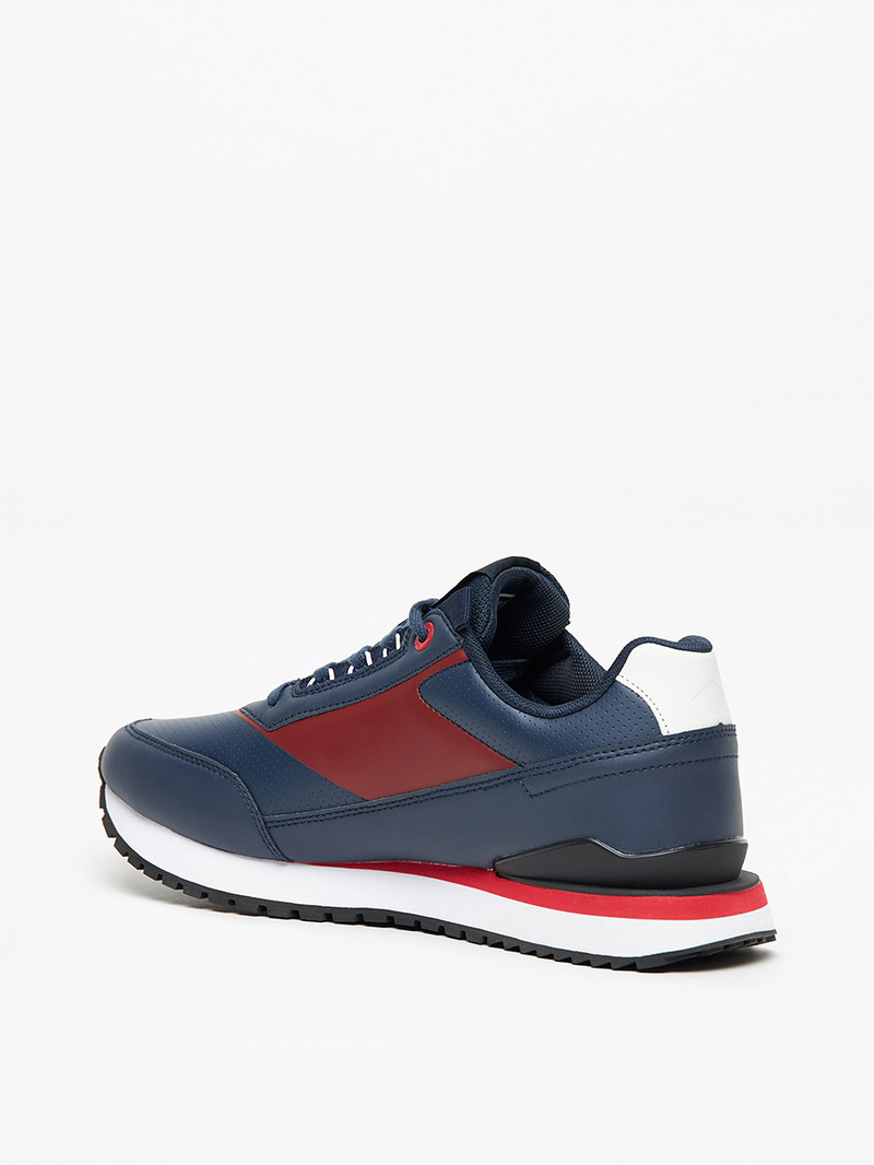 Buy Men Color Block Sneakers with Lace-Up Closure Navy Blue