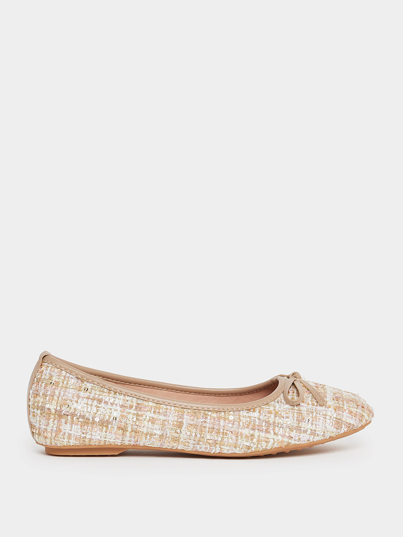 Buy Tweed Look Bow Decor Ballerina Shoes Multi For Women