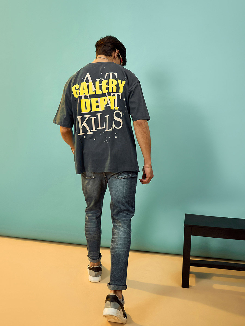 Buy Gallery Dept Graphic Print Oversized T-Shirt Grey For