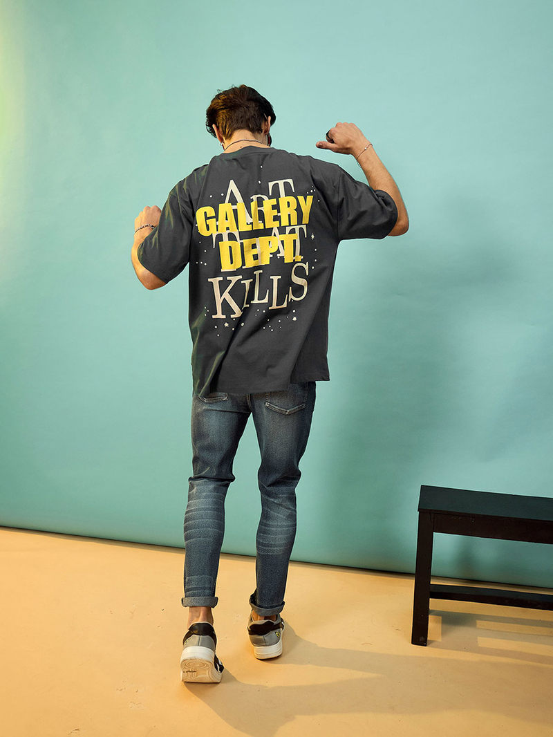 Buy Gallery Dept Graphic Print Oversized T-Shirt Grey For