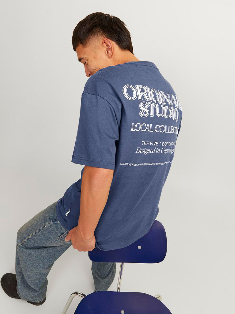 Tシャツ・カットソー [tensishop] bone to be lovely blue silk wing Buy Brooklyn Back Print Crew Neck T-Shirt Blue For Men