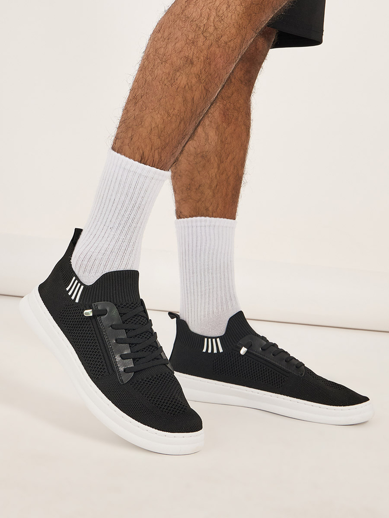 Elastic Lace Pull On Sneakers with Pull Tab For Men at Qatar Styli