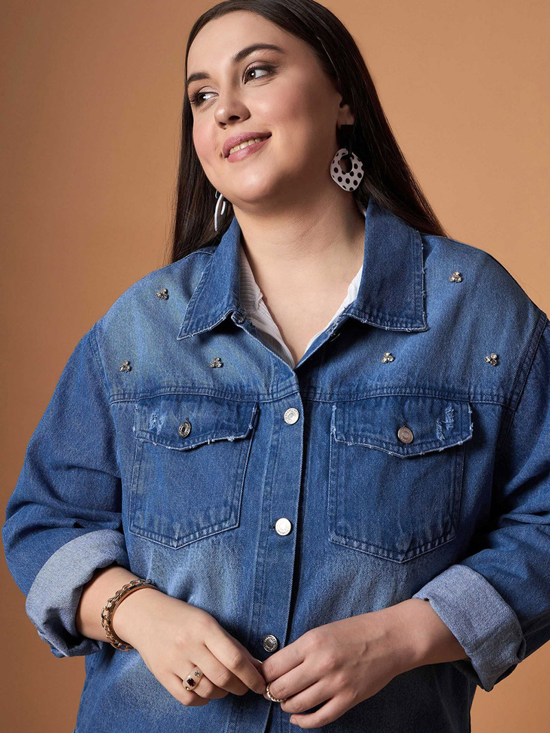 Denim Jacket Navy Blue Jacket Dress Plus Size Buy Plus Size