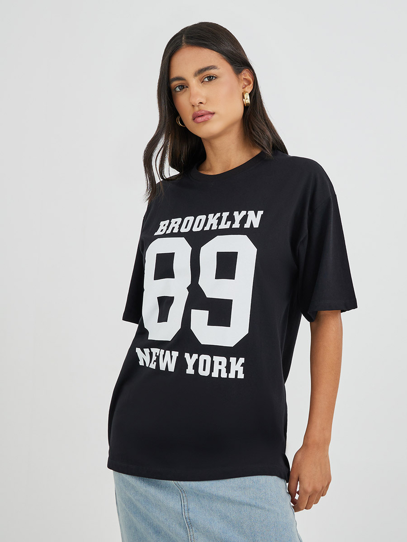 【MODERNIF】Authentic Lettering Short Sleeve Tee Brooklyn 51sfHAdeY6L._SY350_QL65_.jpg