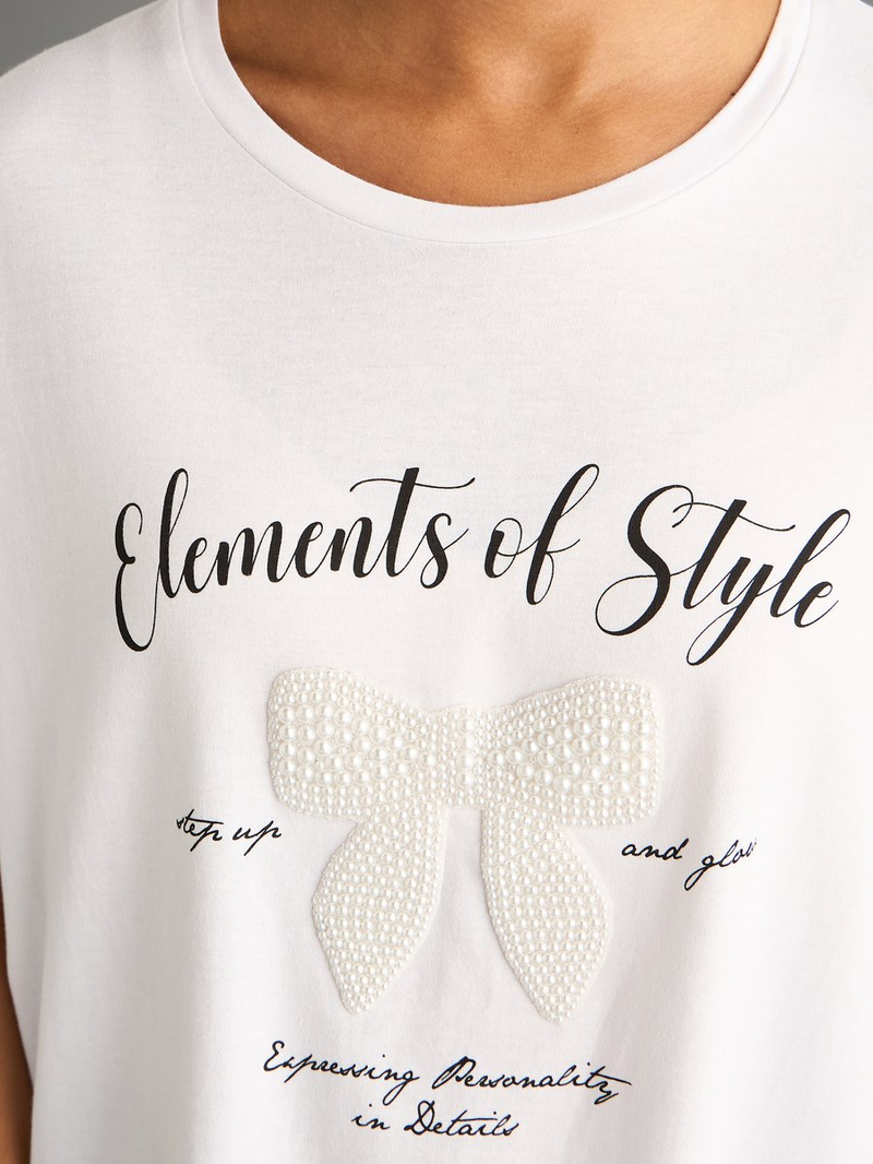 Pearl-Embellished Cotton T-Shirt ★関税込 & OTHER STORIES Pearl-Embellished T-Shirt | endource