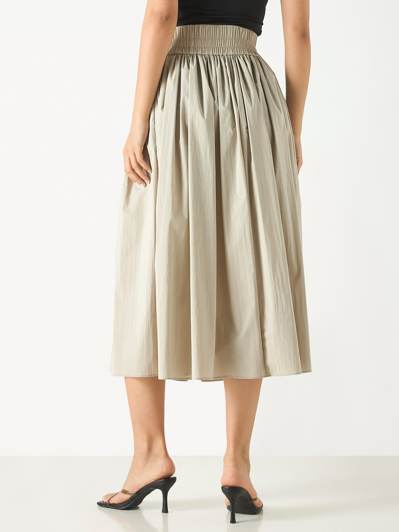 A-line Midi Skirt with Elasticated Waistband For Default Category