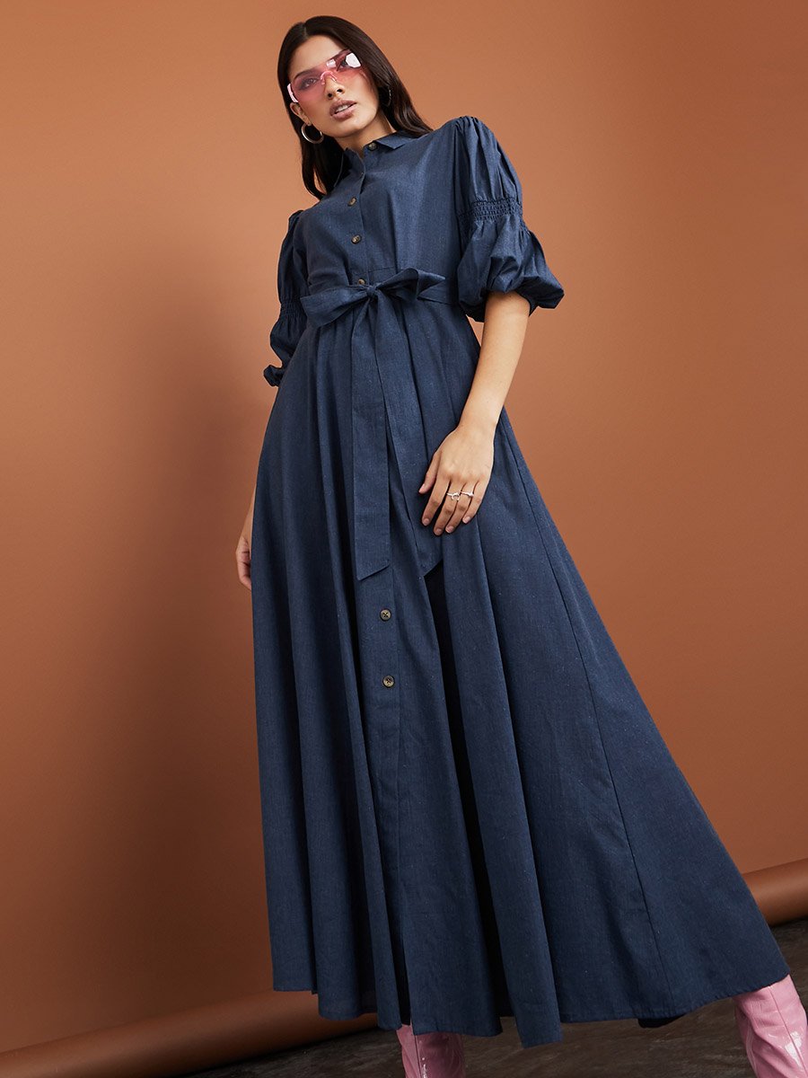 Share more than 117 denim maxi dress with sleeves super hot