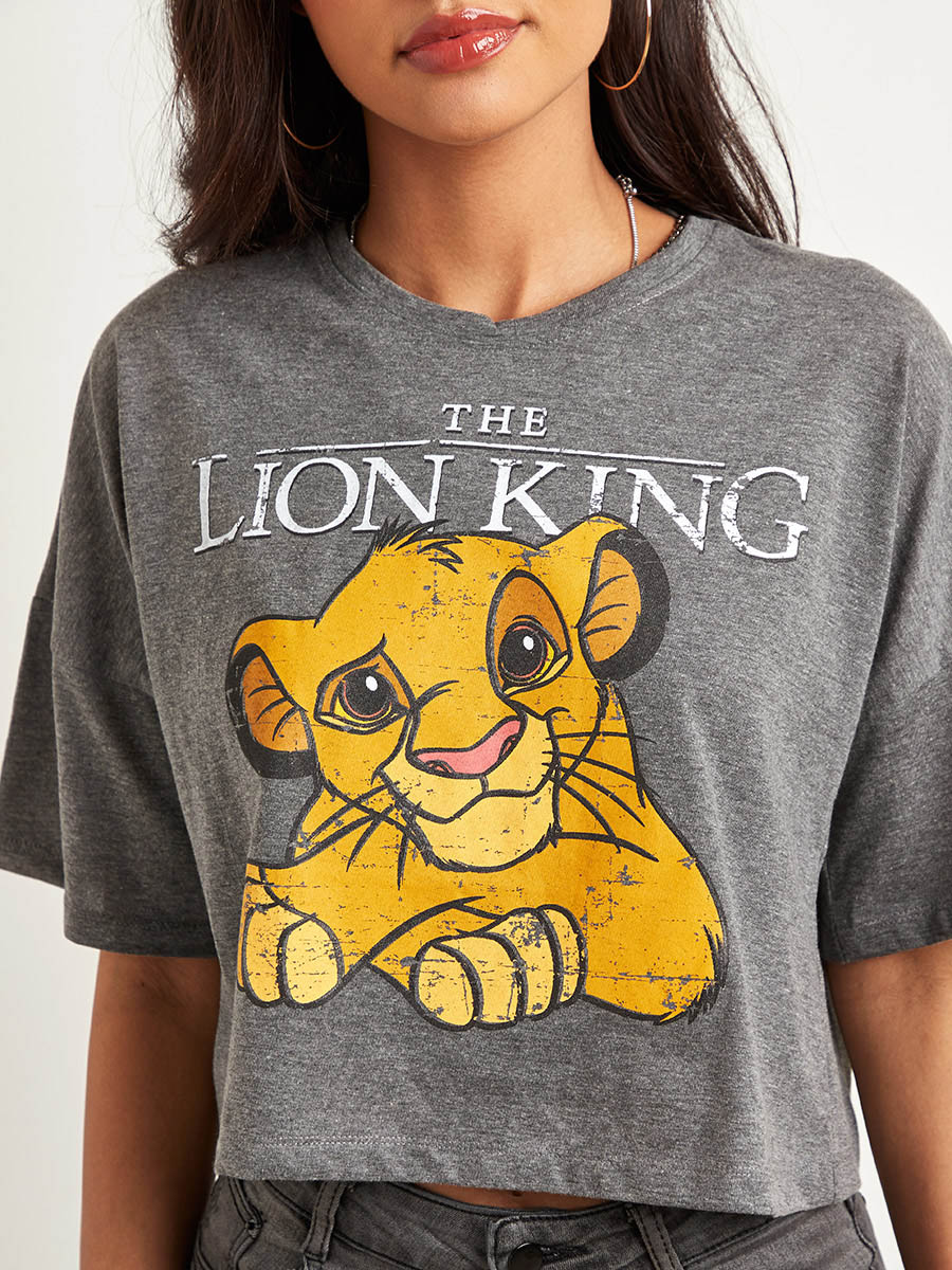 Crop Top Bershka Roi Lion Buy Disney Lion King Printed Crop Boxy T