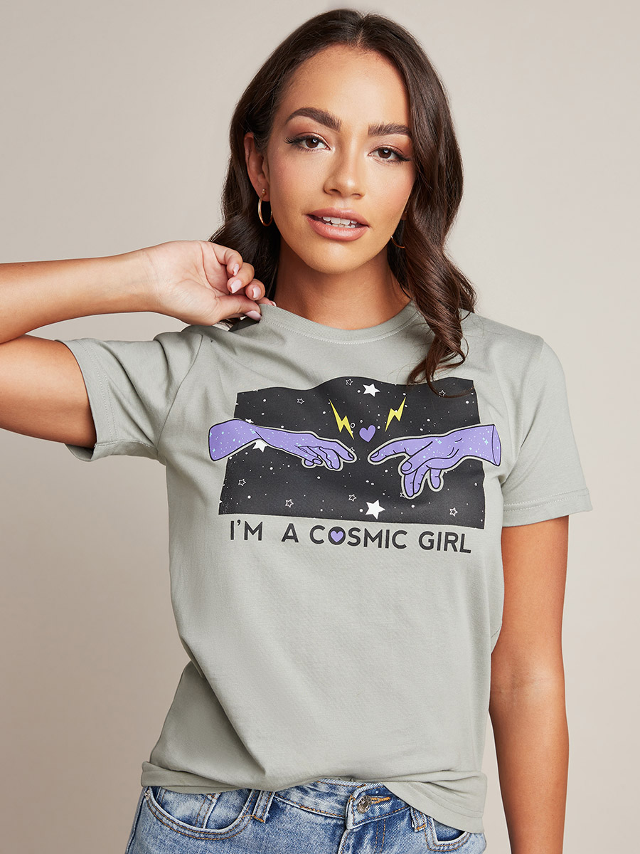 Im A Cosmic Girl Graphic Print Regular Fit T-shirt For Women at