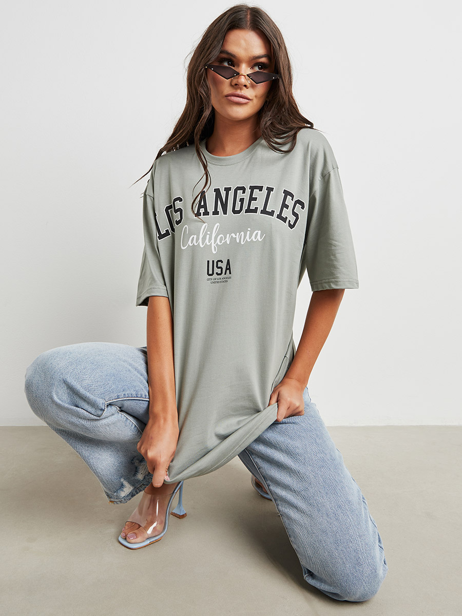 ◇LENINA◇ CALLA city print Tshirt_GRAY Los Angeles Shirt, LA Shirt, Los Angeles T Shirt, Skyline