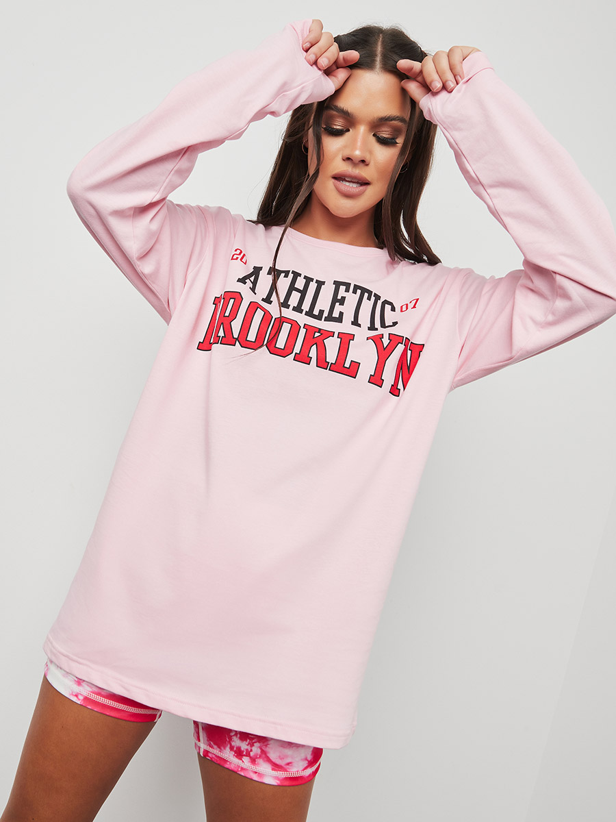 Athletic Brooklyn Slogan Oversized T-shirt For Women at Kuwait Styli