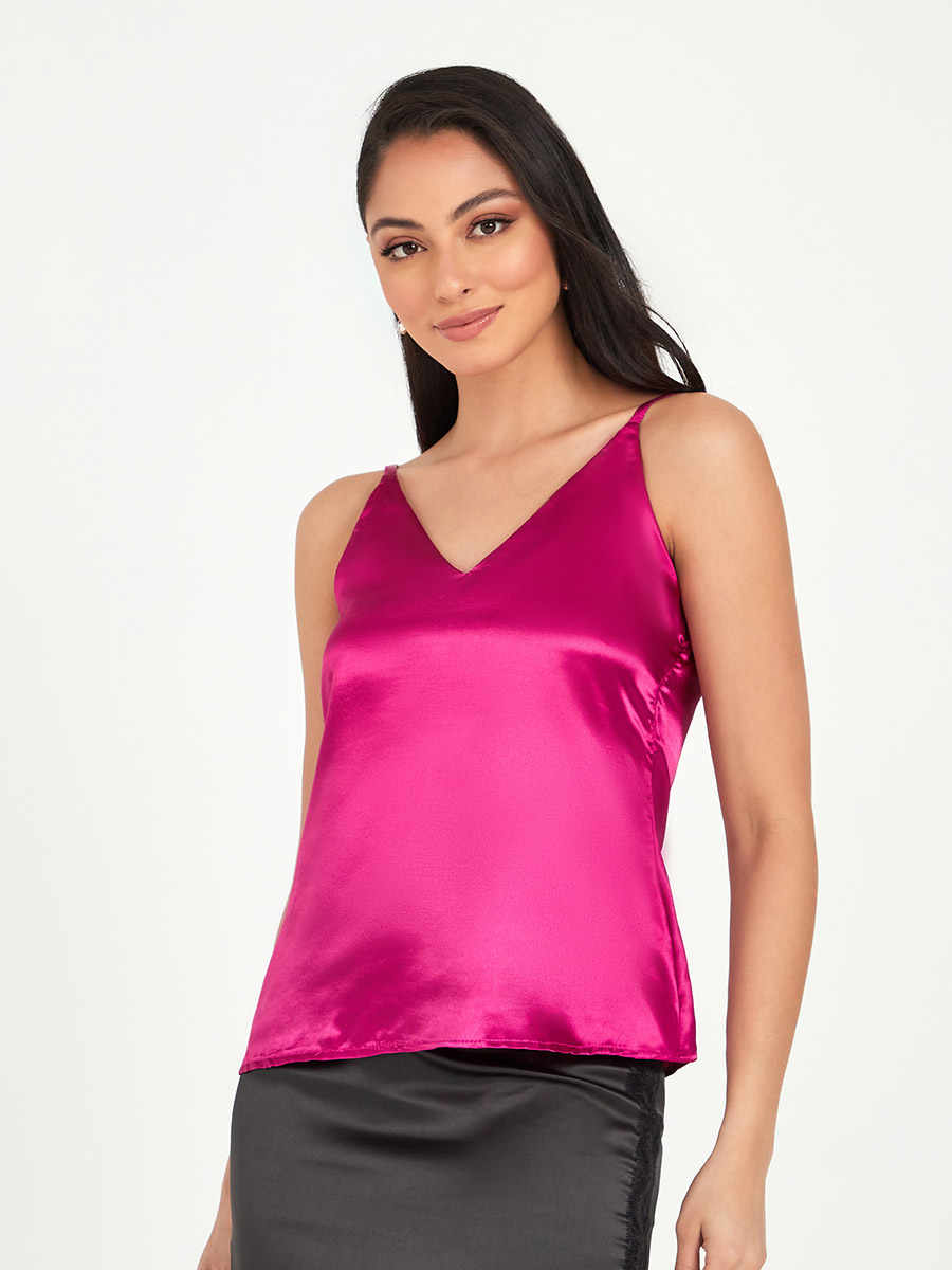 pink satin camisole top