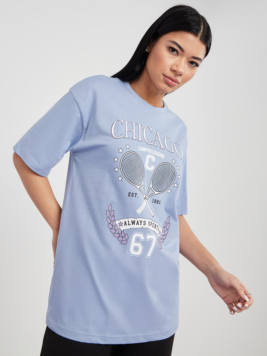 Oversized Chicago Print T-shirt