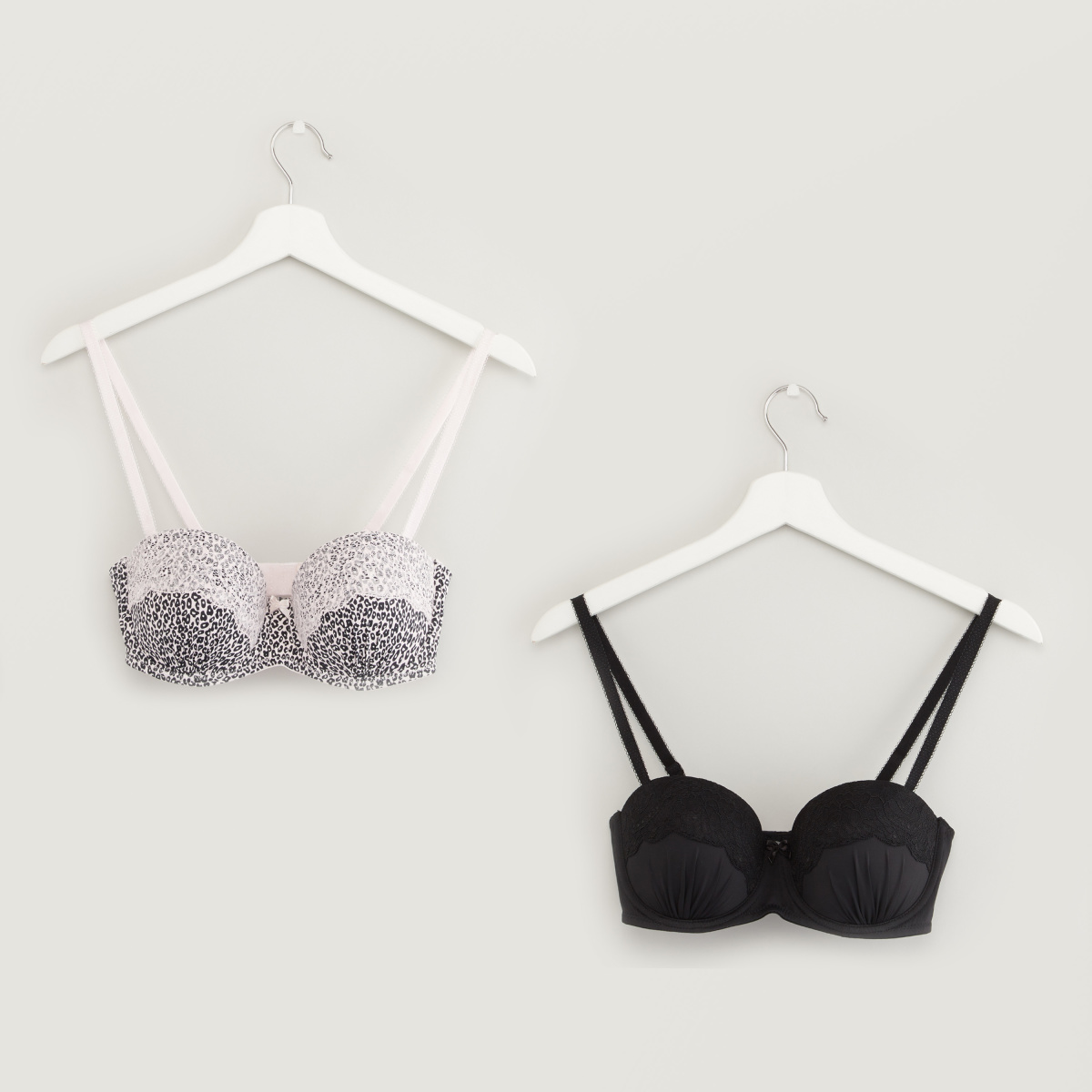 Pack of 2 - Printed Balconette Bra with Hook and Eye Closure