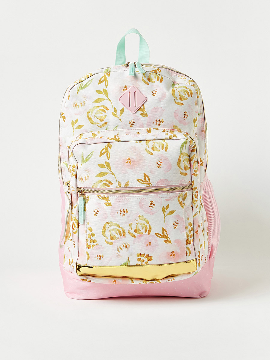 Floral Print Backpack, 18 Inches For Kids at Kuwait Styli