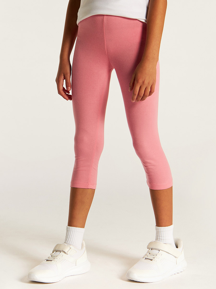 Buy Basic 3/4 Length Leggings Pink For Kids