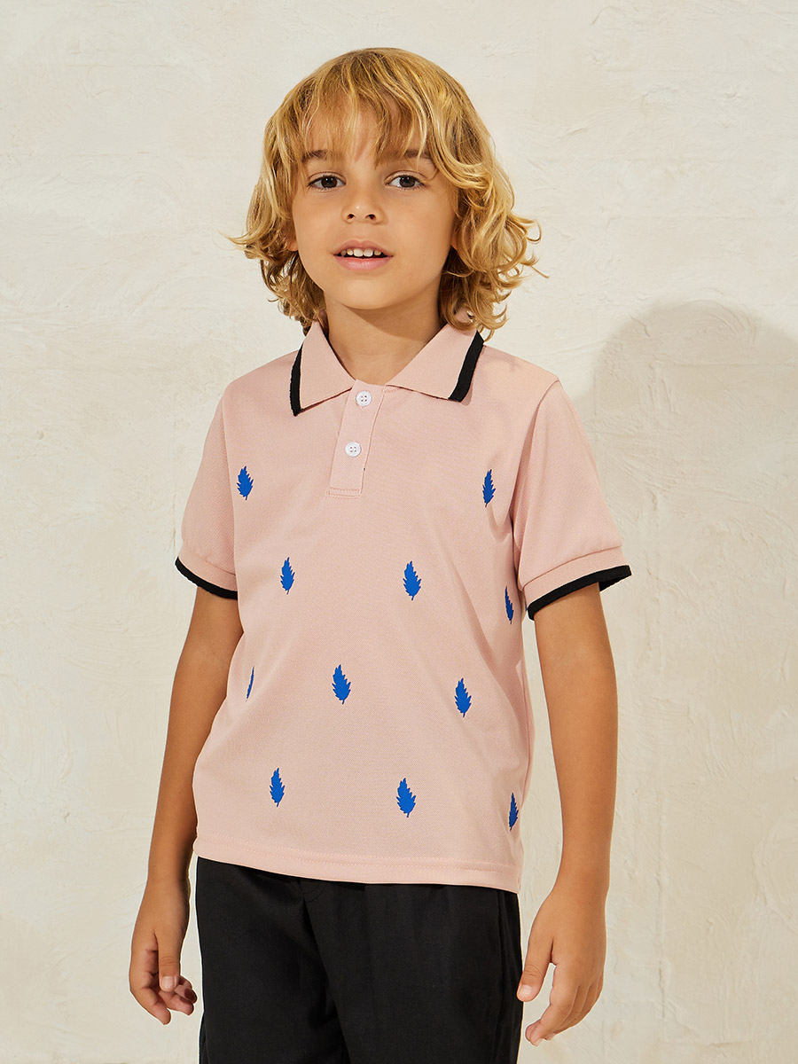 Leaf Print Polo T-Shirt For Kids at Bahrain Styli