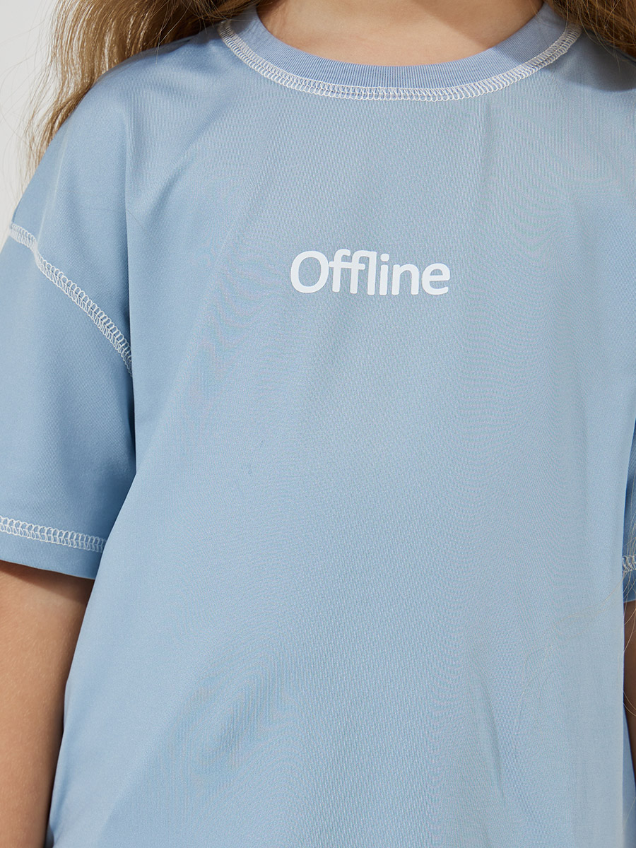 Buy Contrast Stitch Detail Oversized T-Shirt Blue For Kids