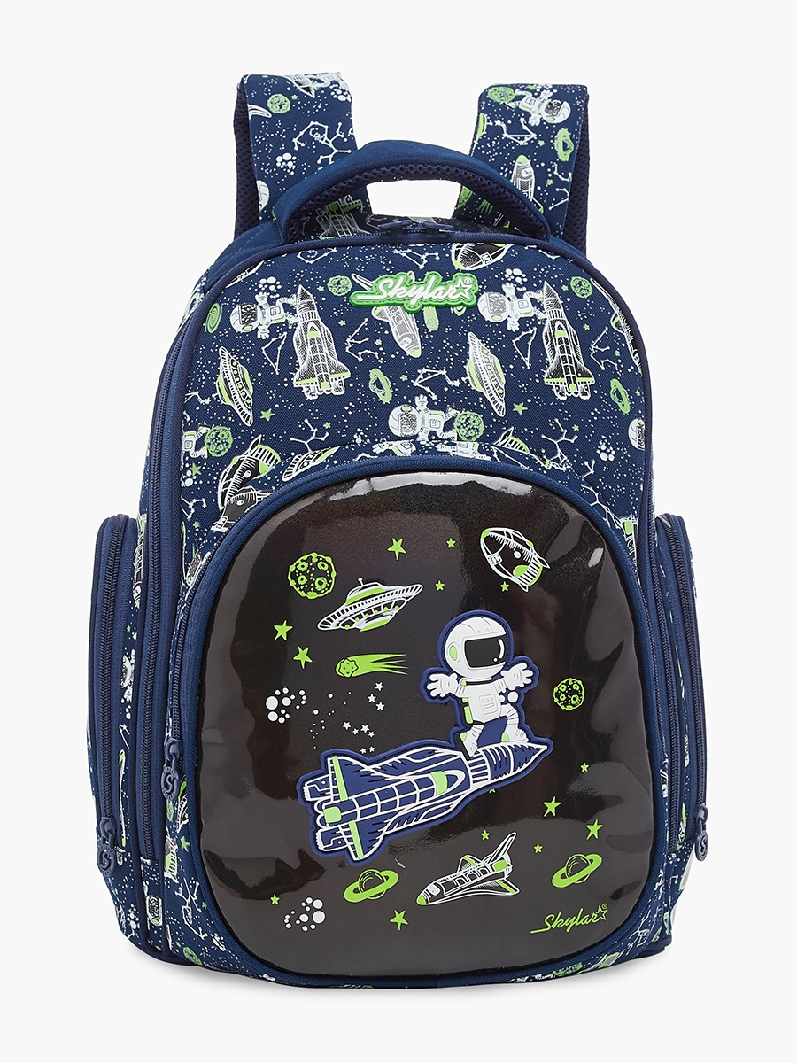 Skylar Glow in the Dark Space Print Backpack with Adjustable