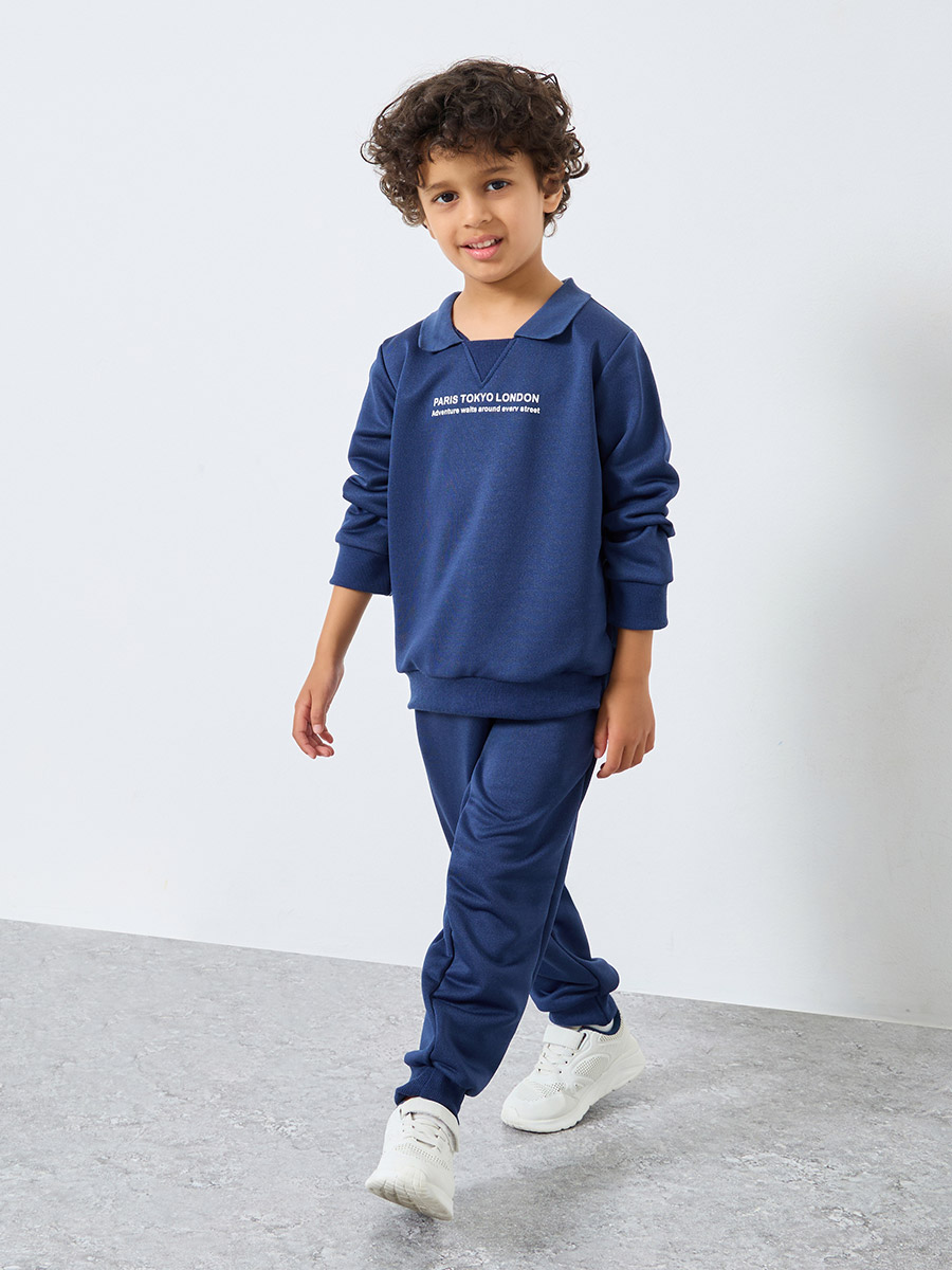 Toddler Boys Slogan Print Sweatshirt and Joggers Set For Kids at