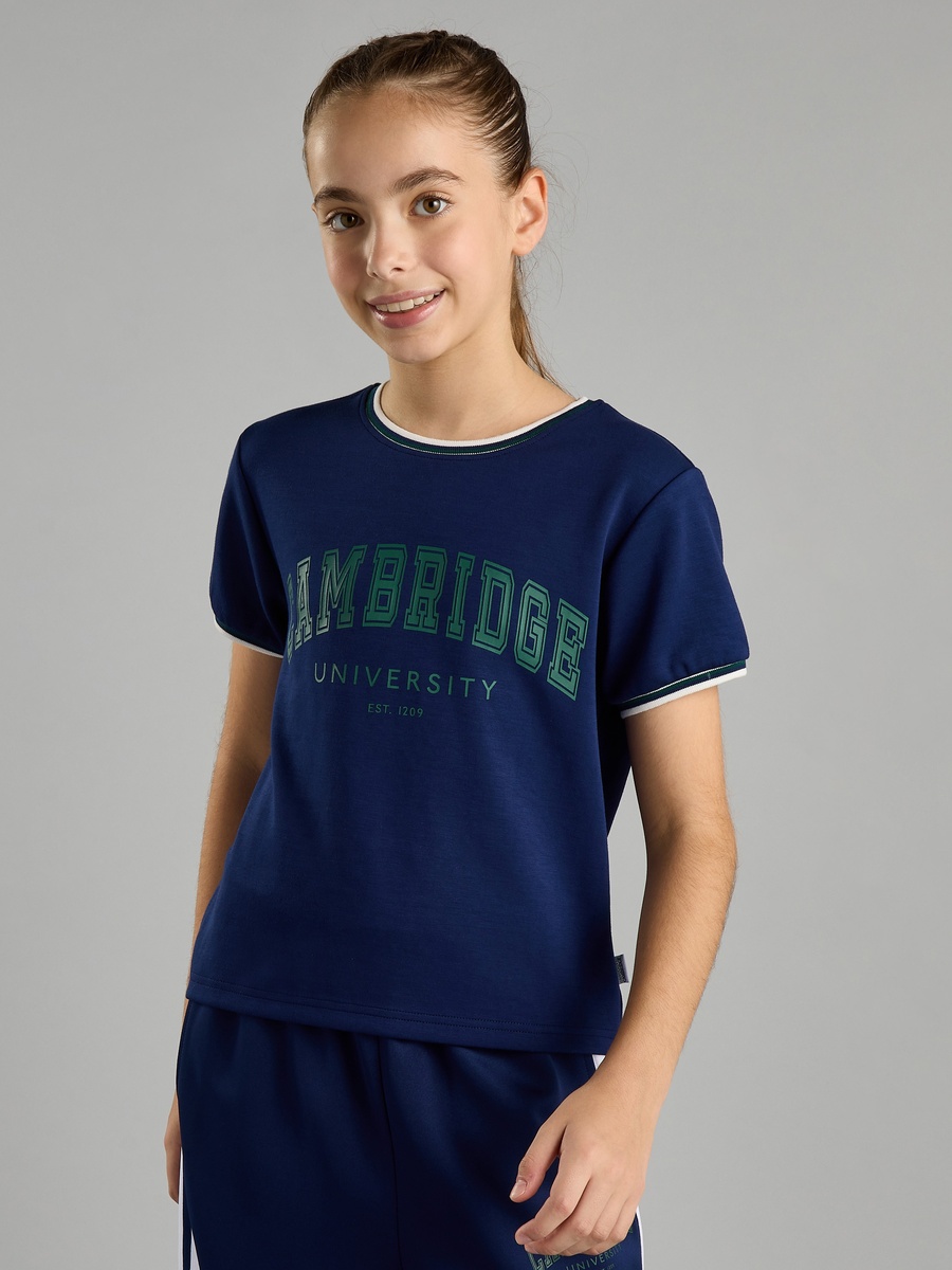 Varsity Print Ringer T-Shirt - 100% Cotton Classic Baseball Tee With Contrast Sleeves