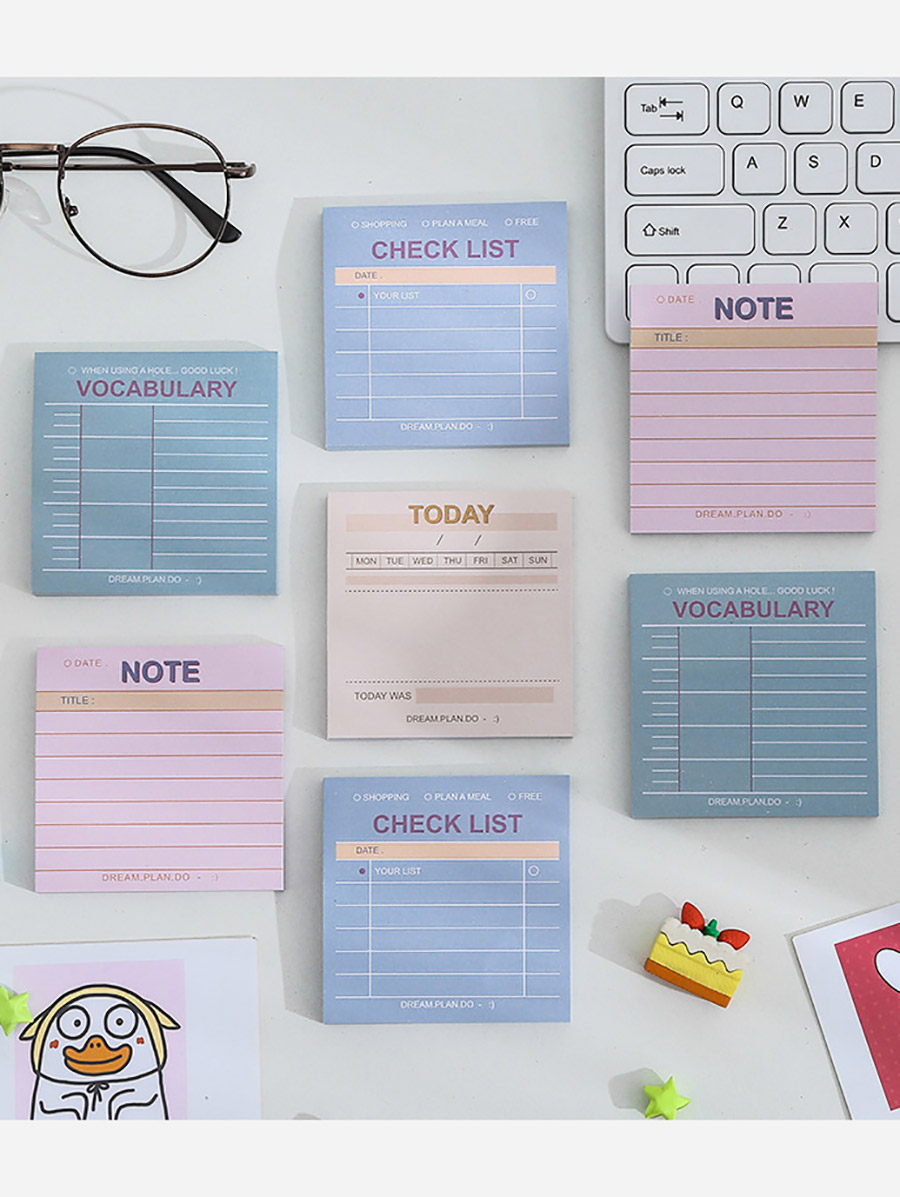Grey Checklist Sticky Notes - 76x76mm, 60 Sheets