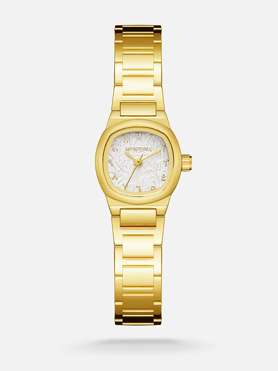 Buy Gold Link Strap Semi Round Case Watch Gold For Women