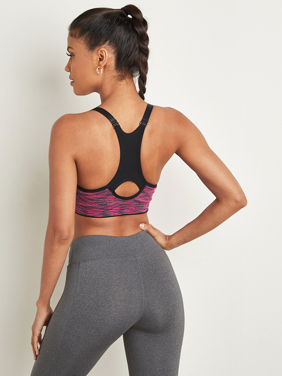 Yoga Basic Space Dye Zip Up Racer Back Sports Bra