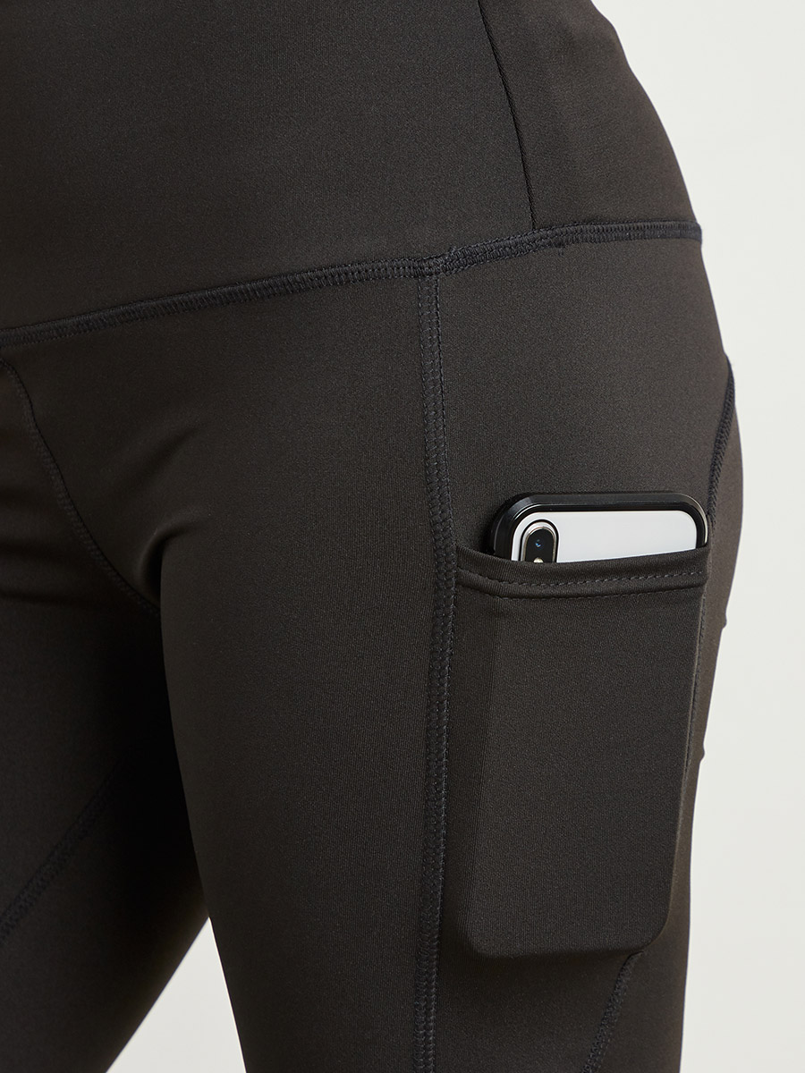 Solid Activewear Leggings with Side Pocket