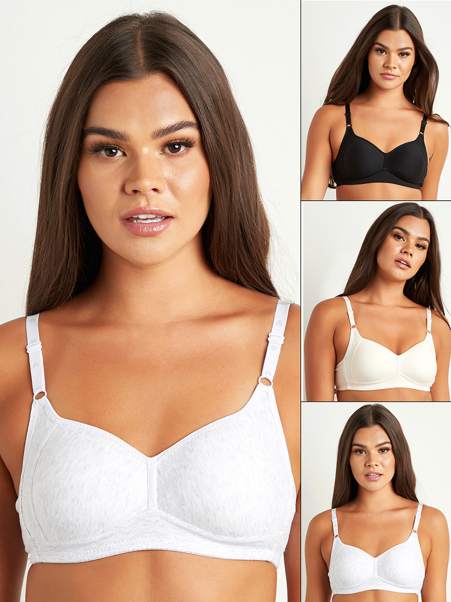 Pack of 3 - Plain Non Wired Padded T-shirt Bra