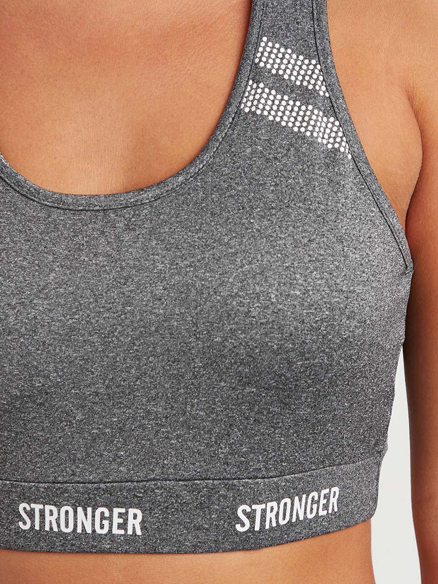 Buy Stronger Band Printed Racerback Sports Bra and Leggings Active Set Grey  For Women