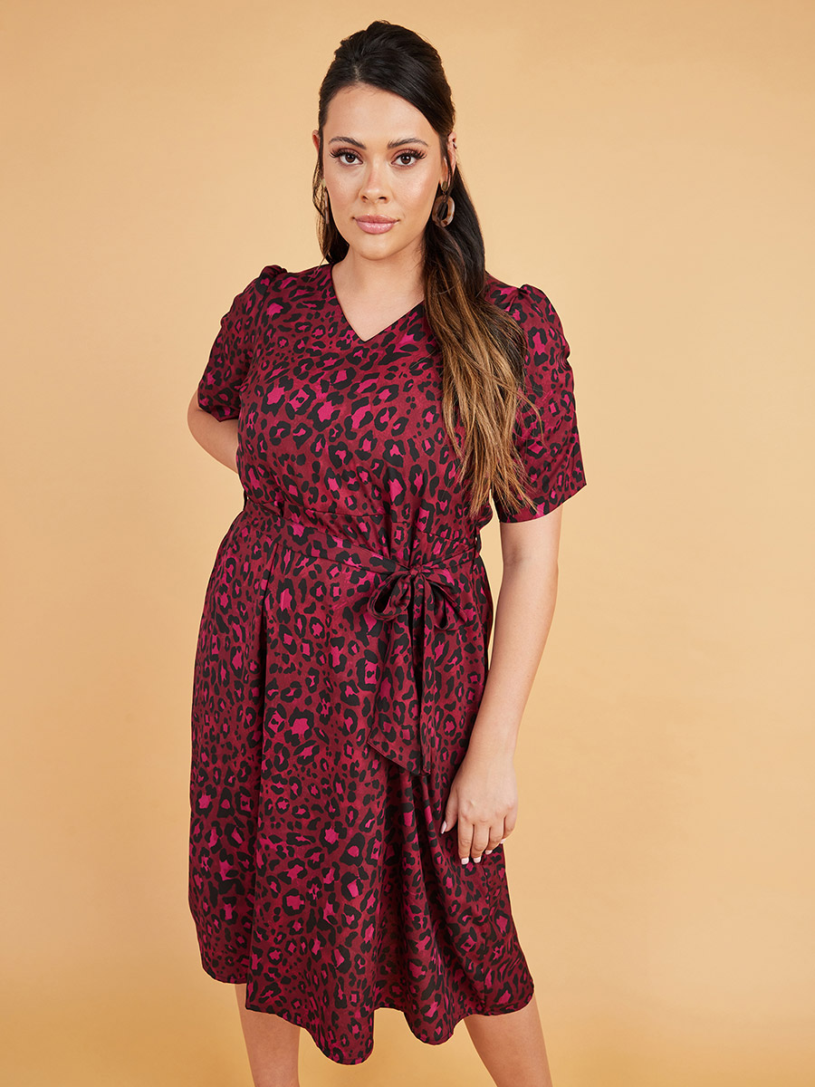 puff sleeve knee length dress