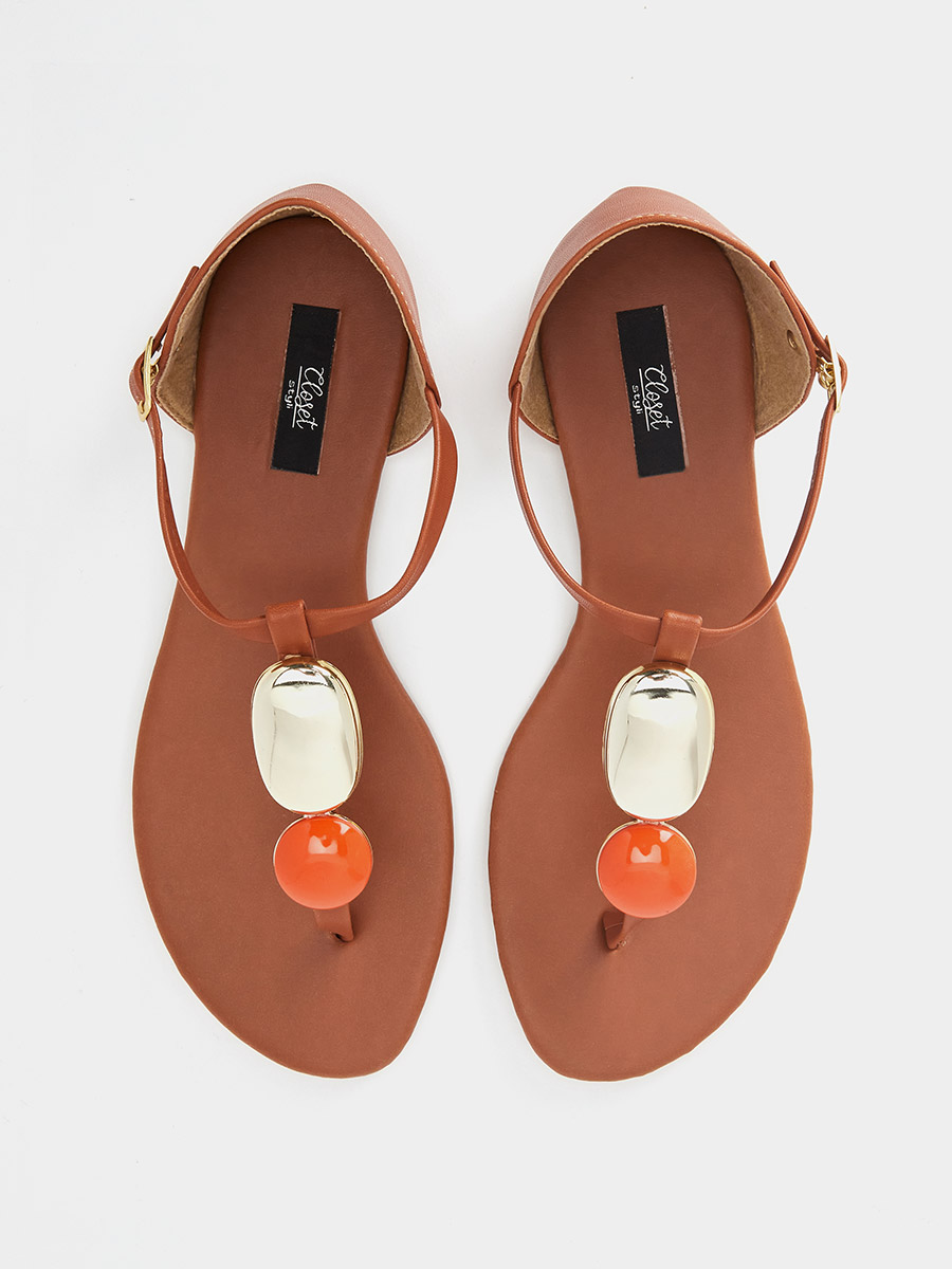 s*y様 正規品　新品　MEDI ENAMEL STRAP THONG SAND Smooth leather thong sandals with enamelled 1C logo Seashell