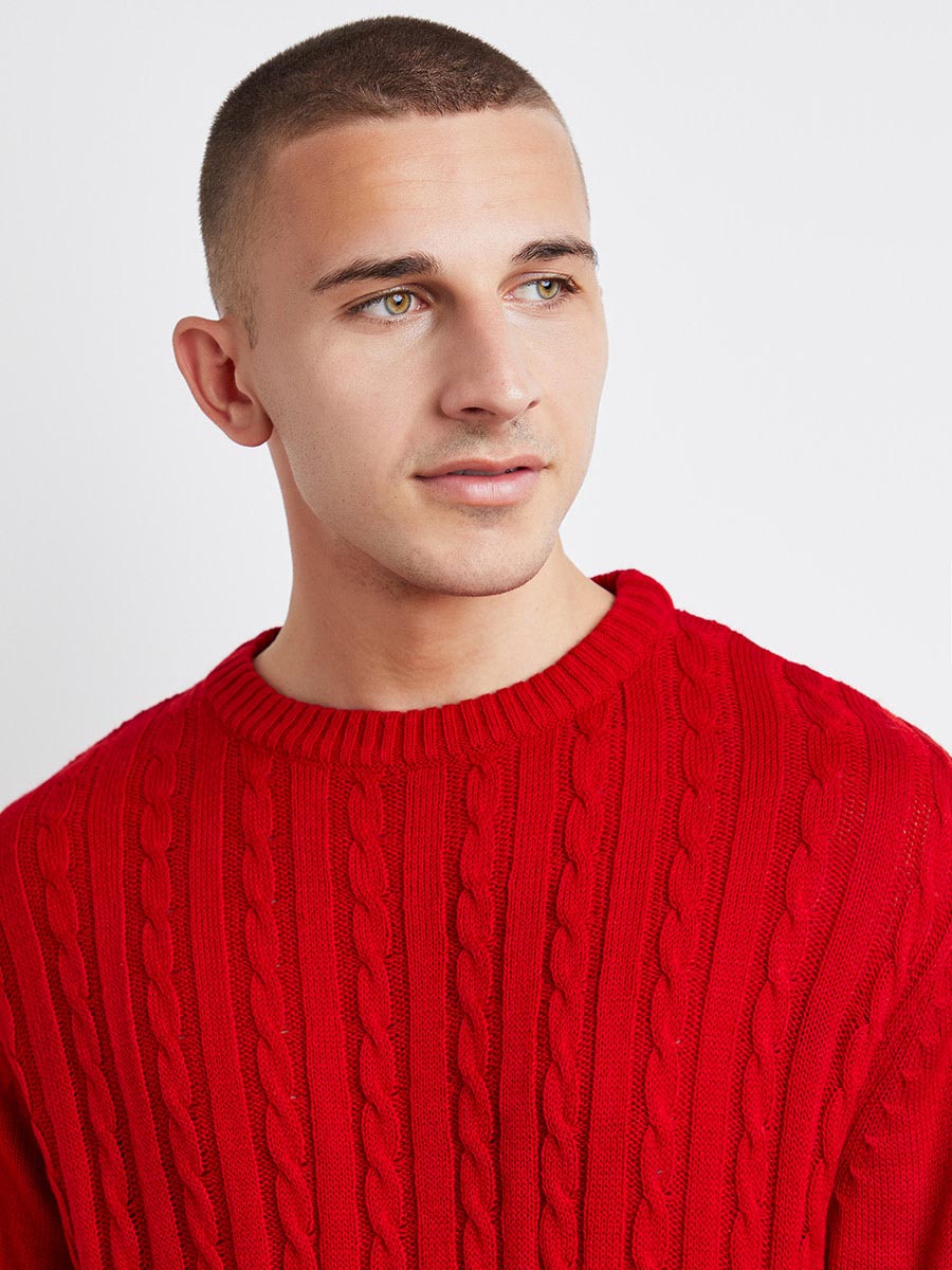 Textured Cable Knit Sweater