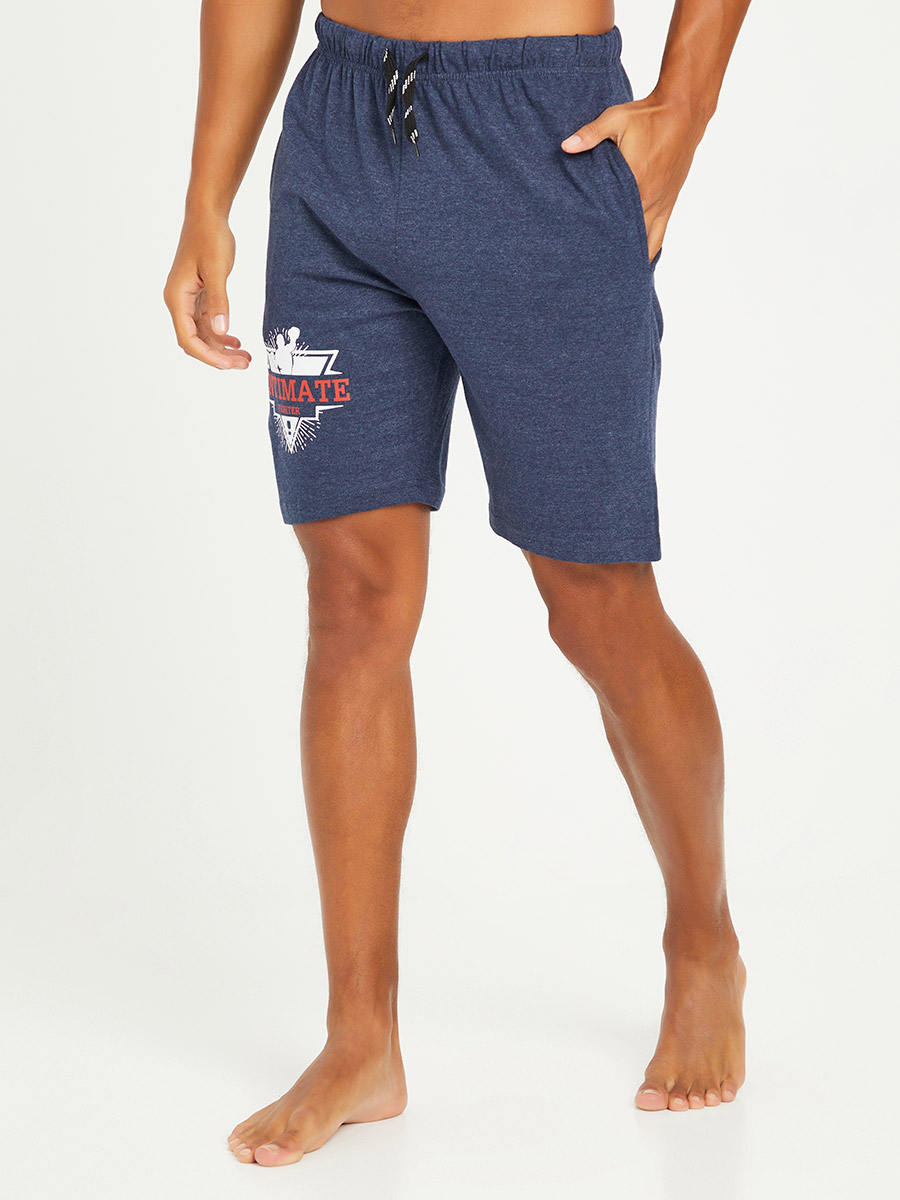 Knitted Lounge Shorts with Drawstring Detail For Men at Saudi Styli
