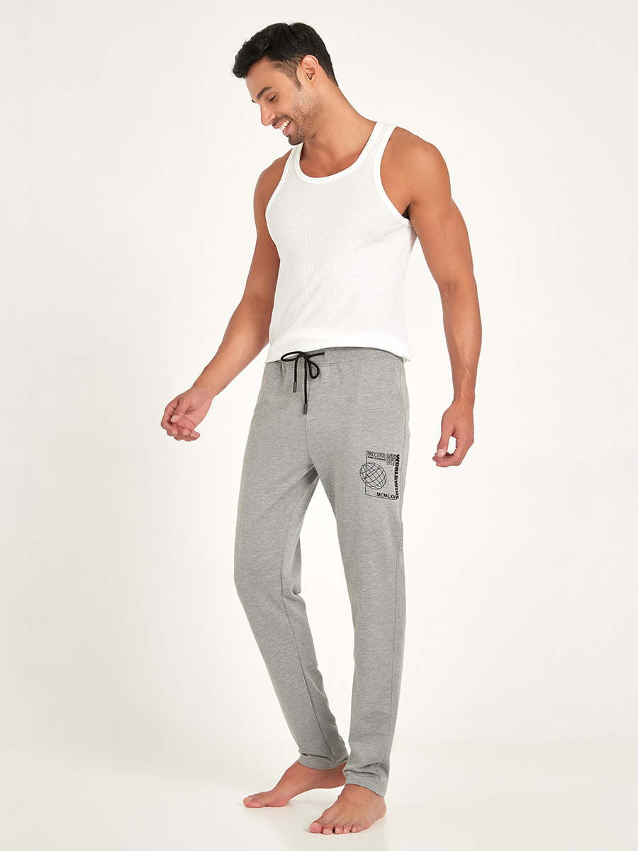 Placement Print Regular Fit Lounge Pants with Drawstring