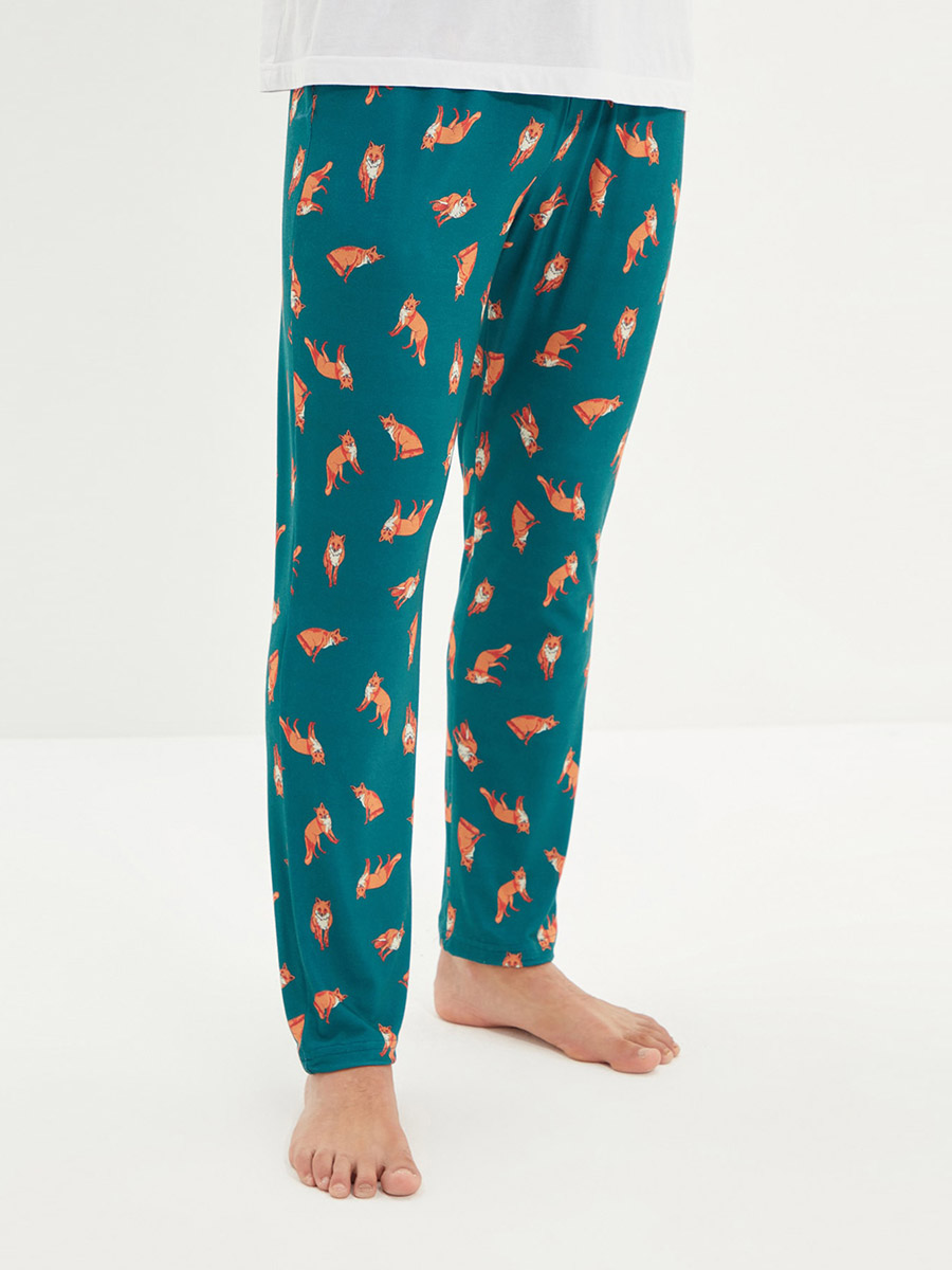 Fox Print Regular Fit Pyjama Bottoms For Men at Kuwait Styli
