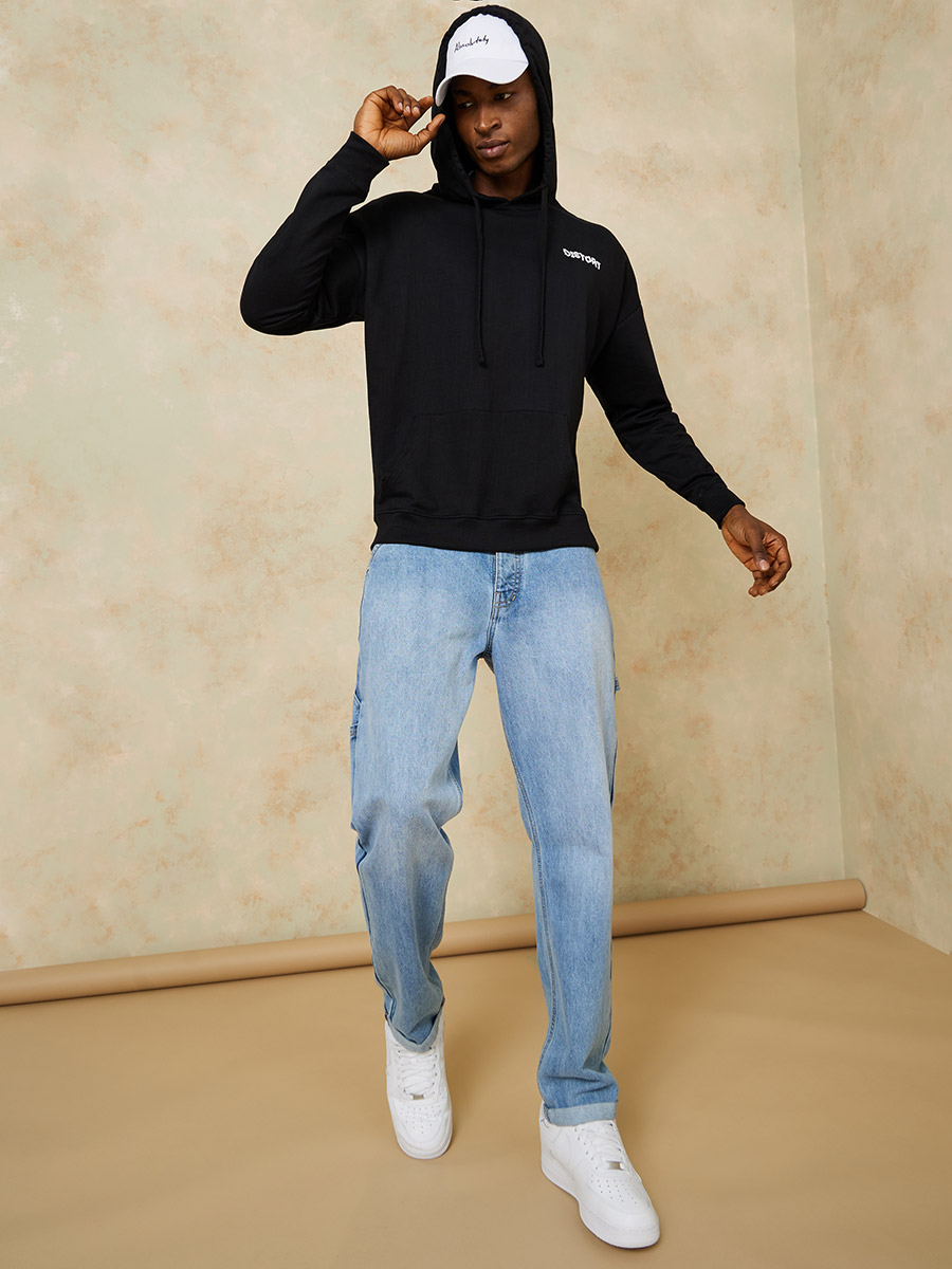 Front and Back Placement Print Oversized Hoodie
