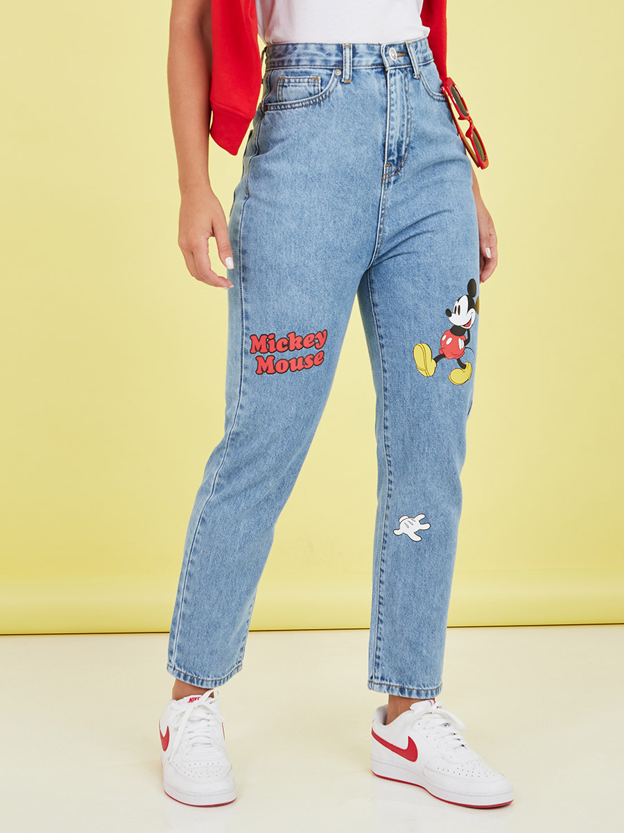 Cropped Jeans Pantalon Desigual Mickey Mouse Pantalones Mickey