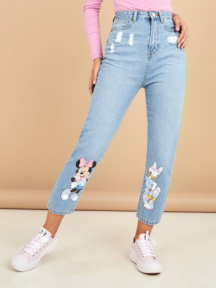 Womens Jeans Pantalones Mickey Mouse Bershka Minnie Bershka Mickey