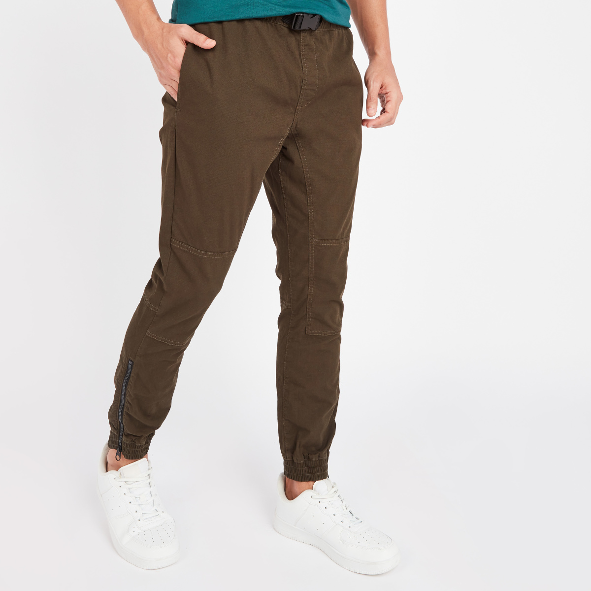 Buy Highlander Olive Green Slim Fit Solid Joggers For Men