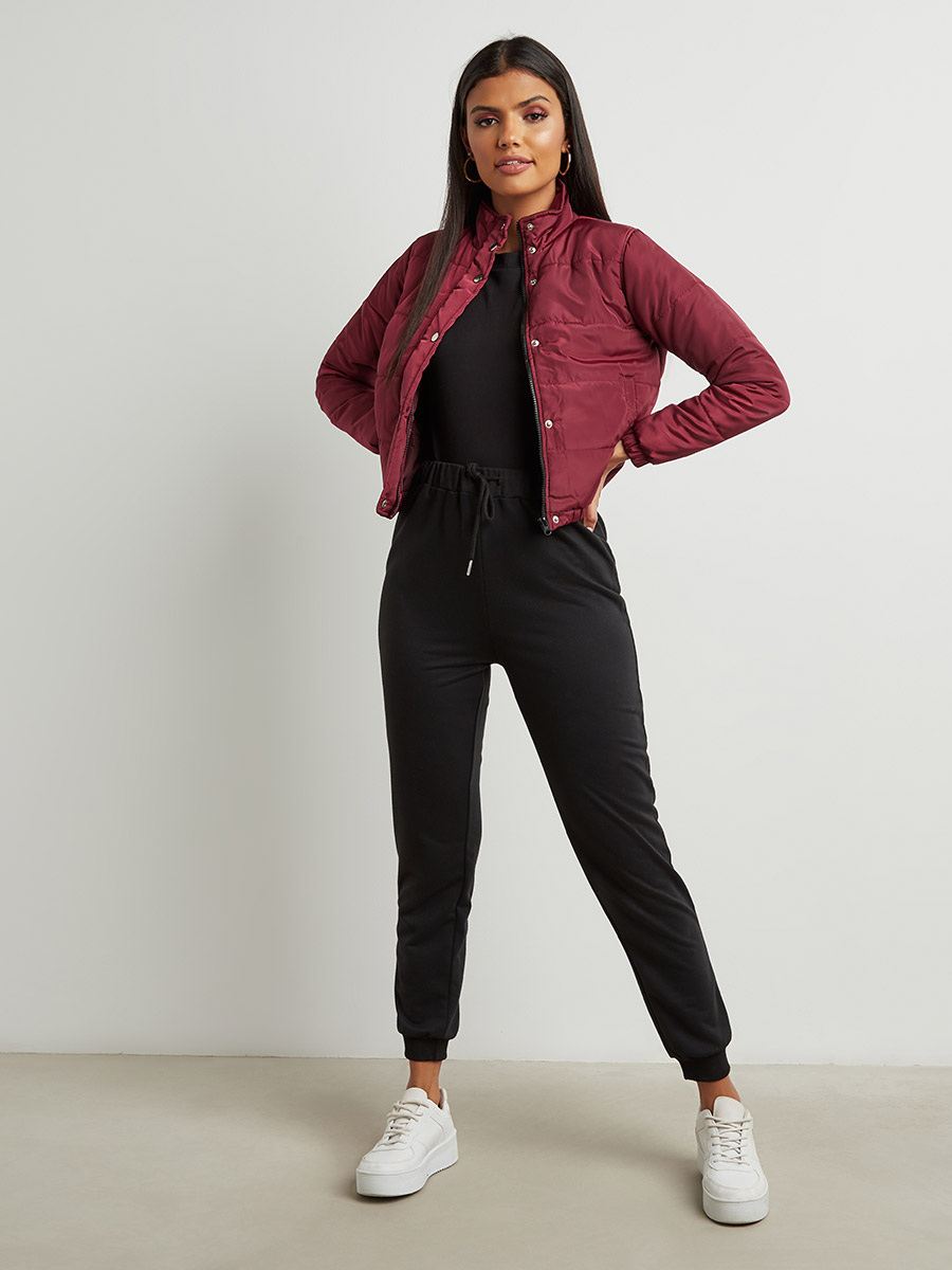 Snap Button Closure Puffer Jacket