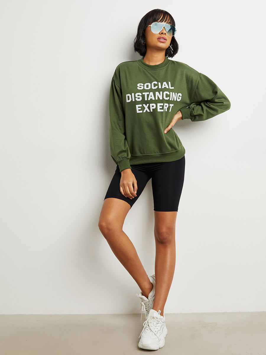 Social Distancing Slogan Print Sweatshirt