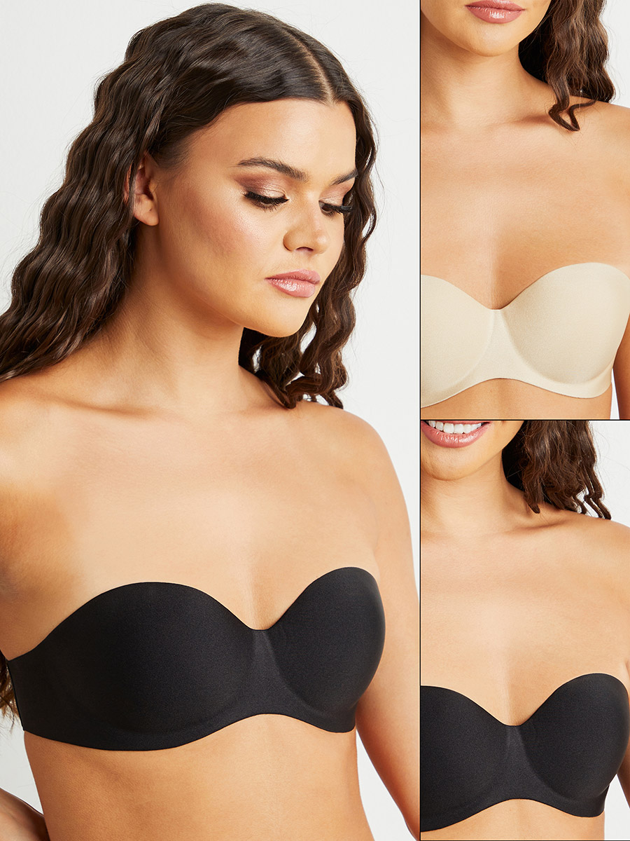 Buy Pack of 2 - Strapless Bra with Clear Interchangeable Band