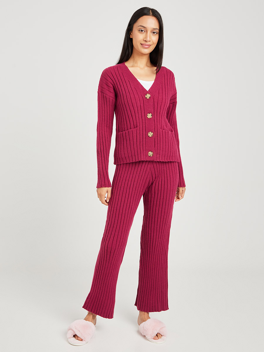 Chunky Knit Cardigan and Trouser Lounge Set For Women at Bahrain